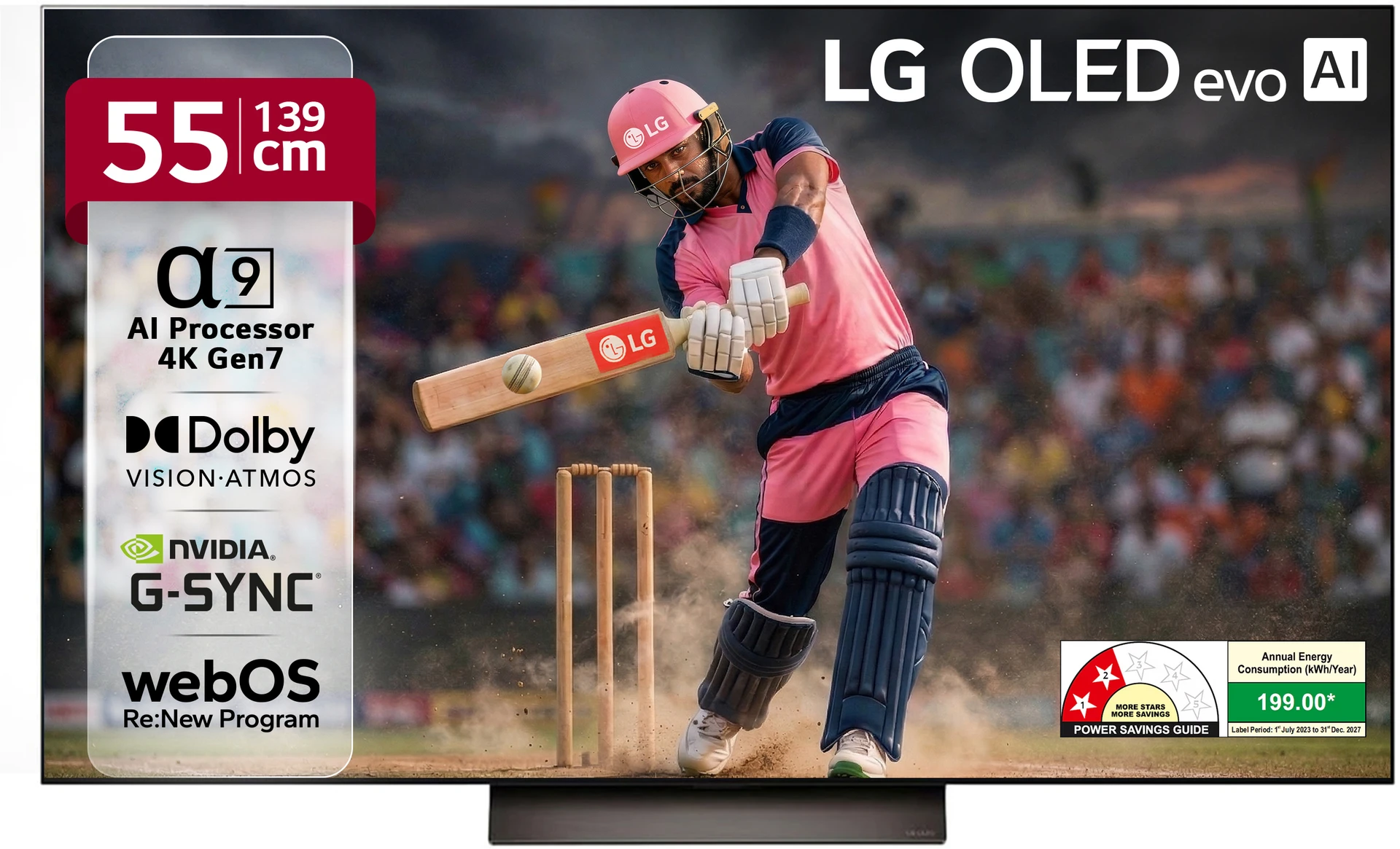 LG 55 inch 4K OLED evo TV – C4 Series, α9 AI Processor, Dolby Vision